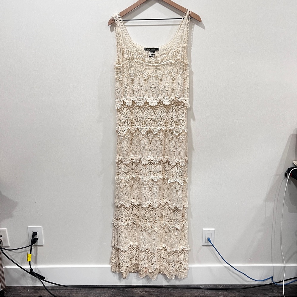 Crochet Tiered Maxi Dress - Cream